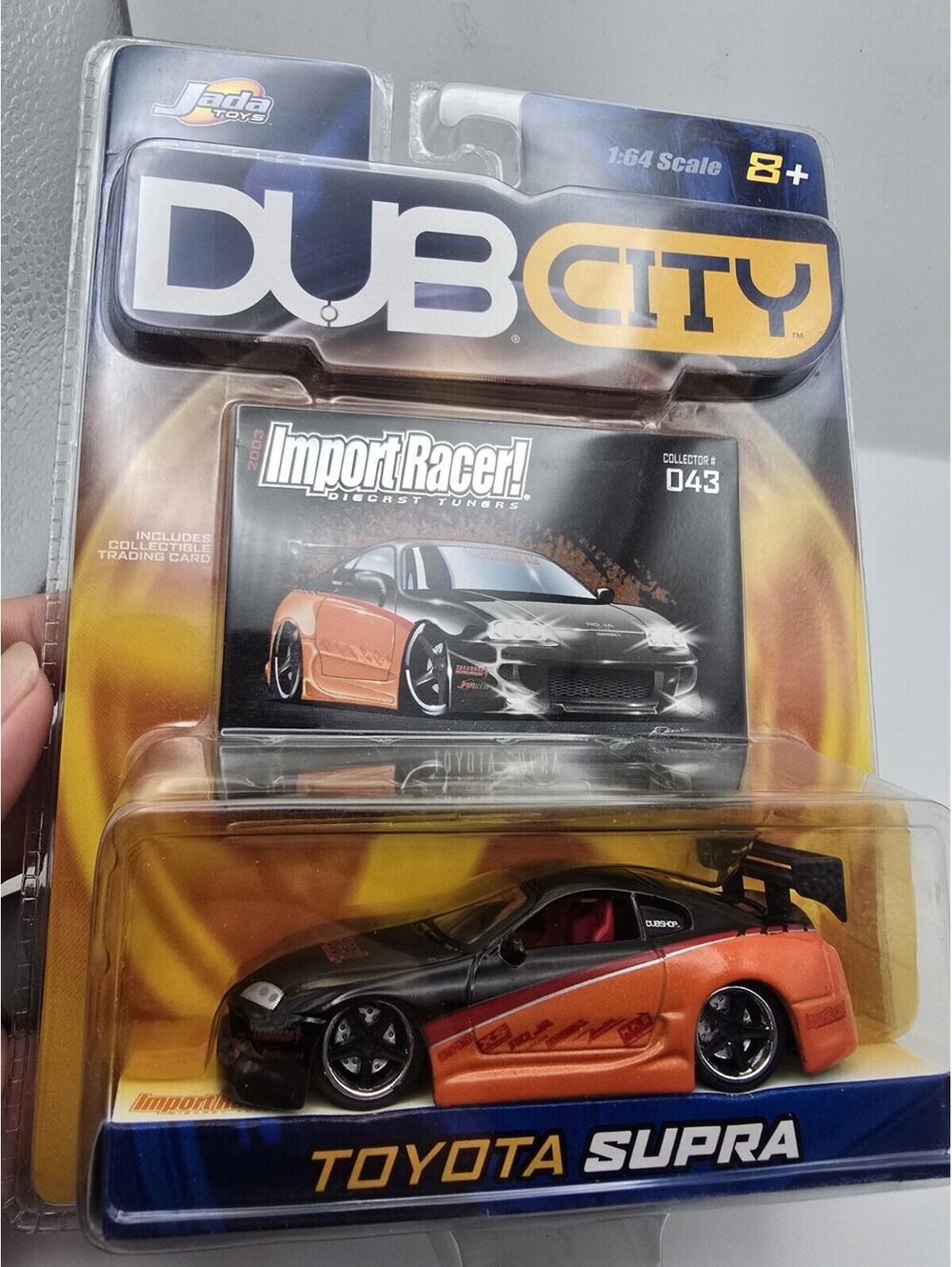 Jada Dub City Import Racer 2003 Toyota Supra #043 Black Orange 1:64 w/ Card